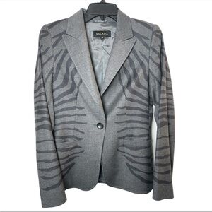 Escada Women's Gray Zebra Print wool cashmere Blazer size 36